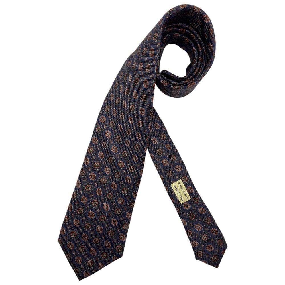 TINO COSMA Navy Geometric Silk LUXURY Tie HANDMADE ITALY